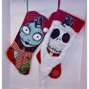 Disney Nightmare Before Christmas Stockings Set Jack Skellington Sally 19" NEW